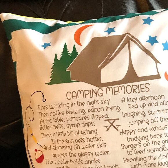 Lake House Pillow Cover: Tent Camping Memories Poem, Cabin Decor, 18 x 18 inches - Picture 8 of 10